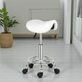thumbnail image 2 of Tcbosik Saddle Stool, Swivel Saddle Stool with Wheels, Adjustable Rolling Stool 20"-25.6", PU Leather Rolling Stool for Salon, Massage, Clinic, Lab, Office (White), 2 of 9