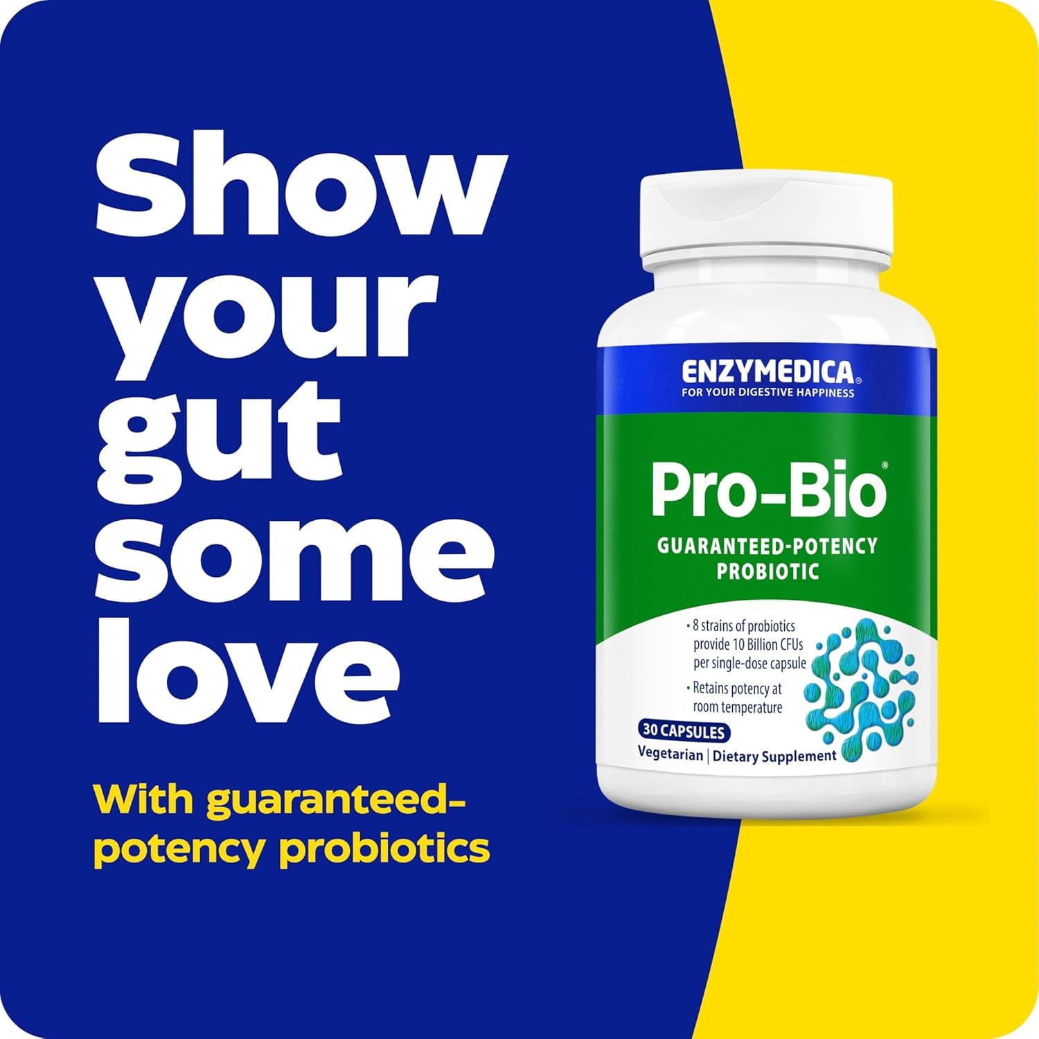 Enzymedica Pro-Bio, Shelf Stable Probiotic for Healthy Digestion, 10 Billion CFU, 30 Count
