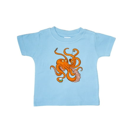

Inktastic Giant Orange Octopus Eating Ice Cream Gift Baby Boy or Baby Girl T-Shirt