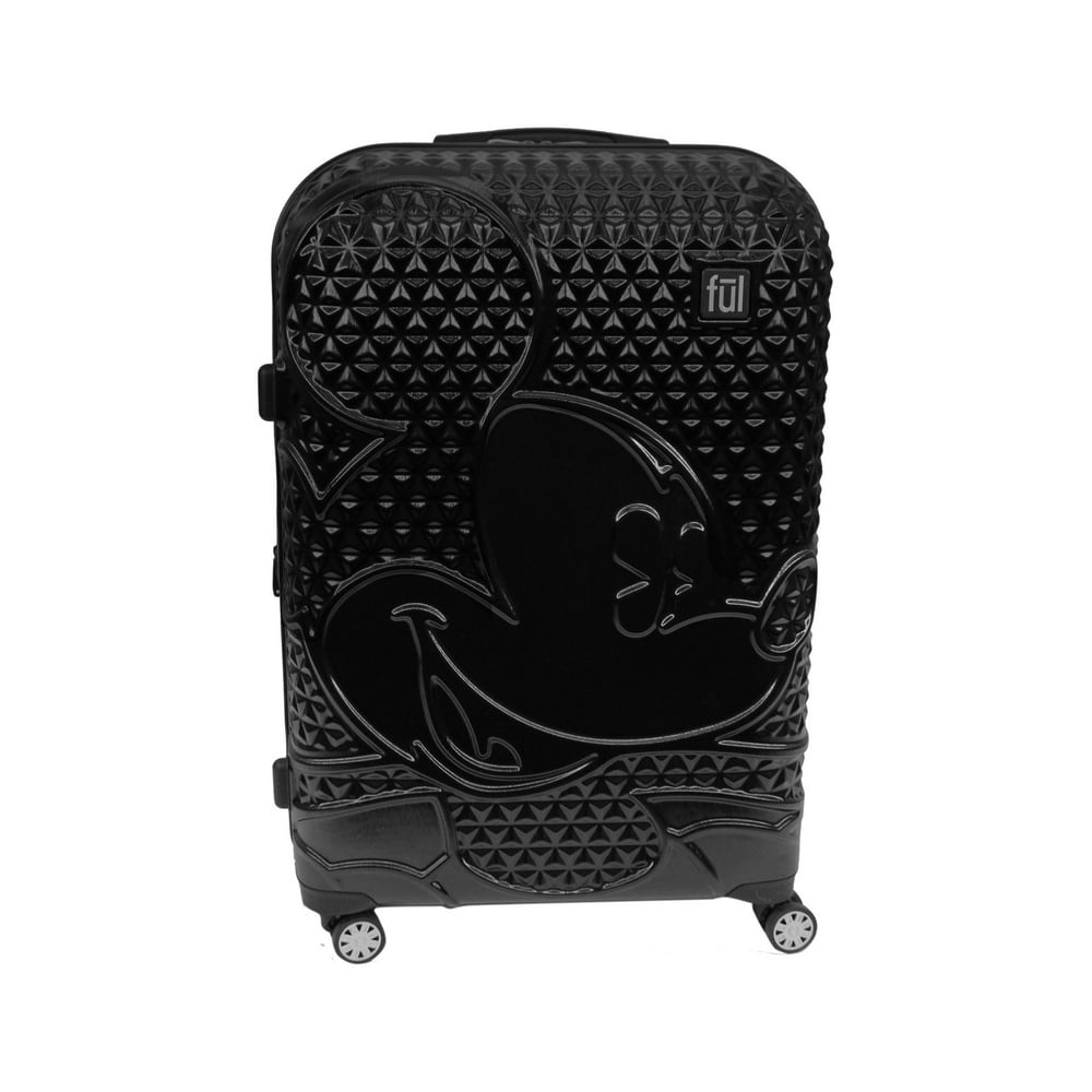 ful FUL Disney Textured Mickey Mouse 25in Hard Sided Rolling Luggage, Black