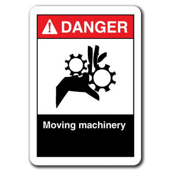 Danger Sign - Moving Machinery 7"x10" Plastic Safety Sign ansi osha