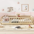 thumbnail image 3 of Bellemave Full Size Montessori Bed Frame with Slats and Rails, Solid Wood Full Floor Bed for Kids/Boys/Girls, No Box Spring Needed (Natural), 3 of 7