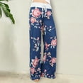thumbnail image 3 of Askfv Women's Comfy Casual Stretch Floral Print High Waist Drawstring Lounge Straight-Leg pants, 3 of 5