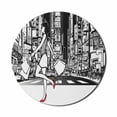 thumbnail image 1 of Black and White Mouse Pad for Computers, Girl Shopping in Times Square New York at Night Cityscape Urban Sketch, Round Non-Slip Thick Rubber Modern Mousepad, 8" Round, Black and White, by Ambesonne, 1 of 2
