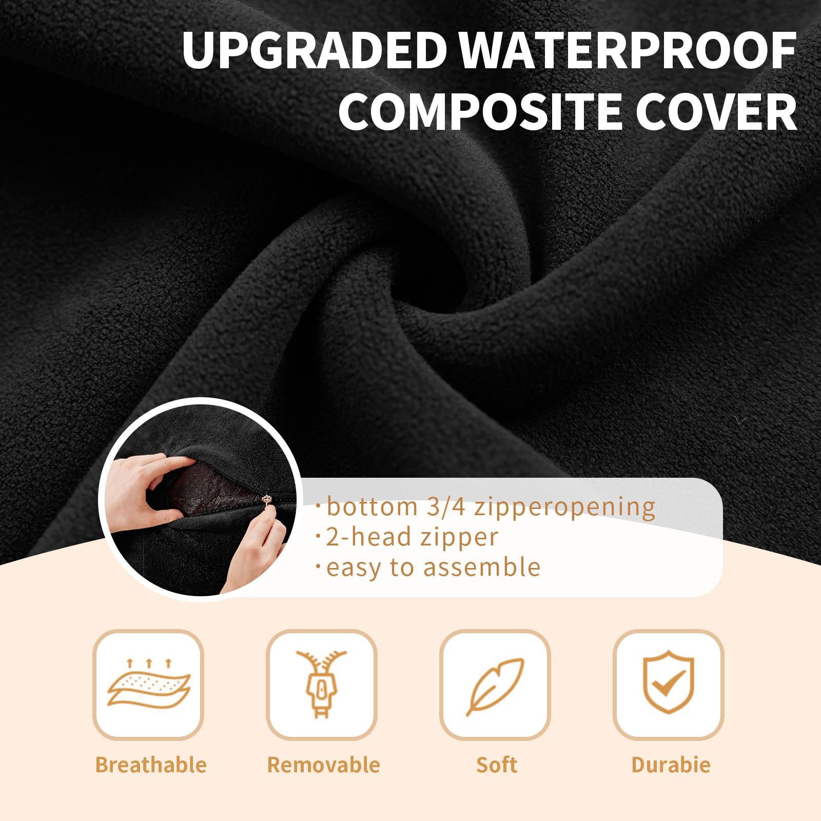 Hommoo 4FT Bean Bag Chair, Memory Foam Filling Soft Sofa with Flannel Cover, Round Sofa for Living Room, Bedroom, College Dorm, Black