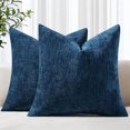 thumbnail image 1 of Chenchen Chenille Navy Blue Spring Throw Pillow Covers 18x18 Inch Set of 2, Decorative Soft Couch Pillow Covers Solid Dyed Accent Farmhouse Neutral Square Pillow Cases for Sofa, 1 of 1