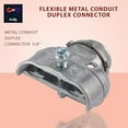 thumbnail image 2 of 3/8 Inch Flexible Metal Conduit Duplex Connector FMC 3/8 in. 90 Degree Flex Duplex Box Connector for Flexible Metallic Conduit, AC, MC, or NM Sheathed Cable (Pack of 10), 2 of 6