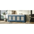 thumbnail image 4 of Youmumeub Rustic Wood Entryway Storage Bench with Removable Cushion, Antique Navy Shoe Bench with Woven Rattan Doors, 4-Door Cabinet with Adjustable Shelves, 4 of 22