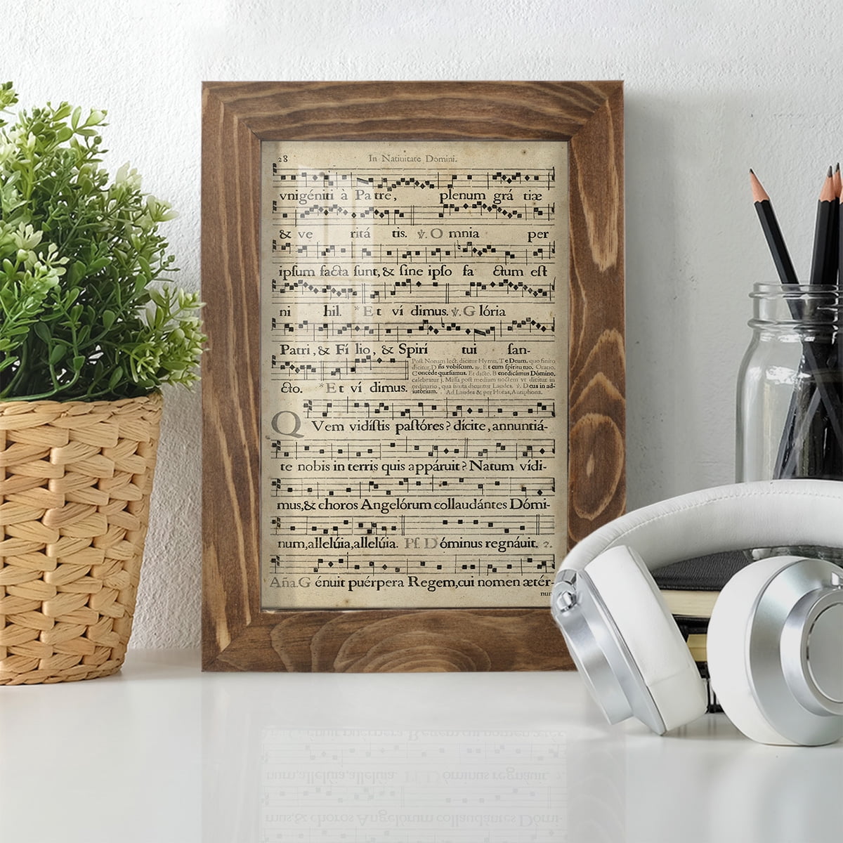Vellum Songbook III -Framed Print w/glass-Walnut