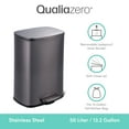 thumbnail image 2 of Qualiazero 13.2 Gallon Trash Can, Rectangular Step On Kitchen Trash Can, Black Stainless Steel, 2 of 13