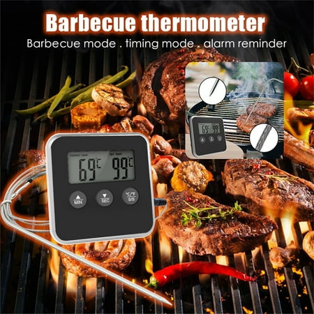 

ERTUTUYI Thermometer Food Temperature Counting Display Small Screen Thermometer Barbecue Thermometer Temperature Needle Black