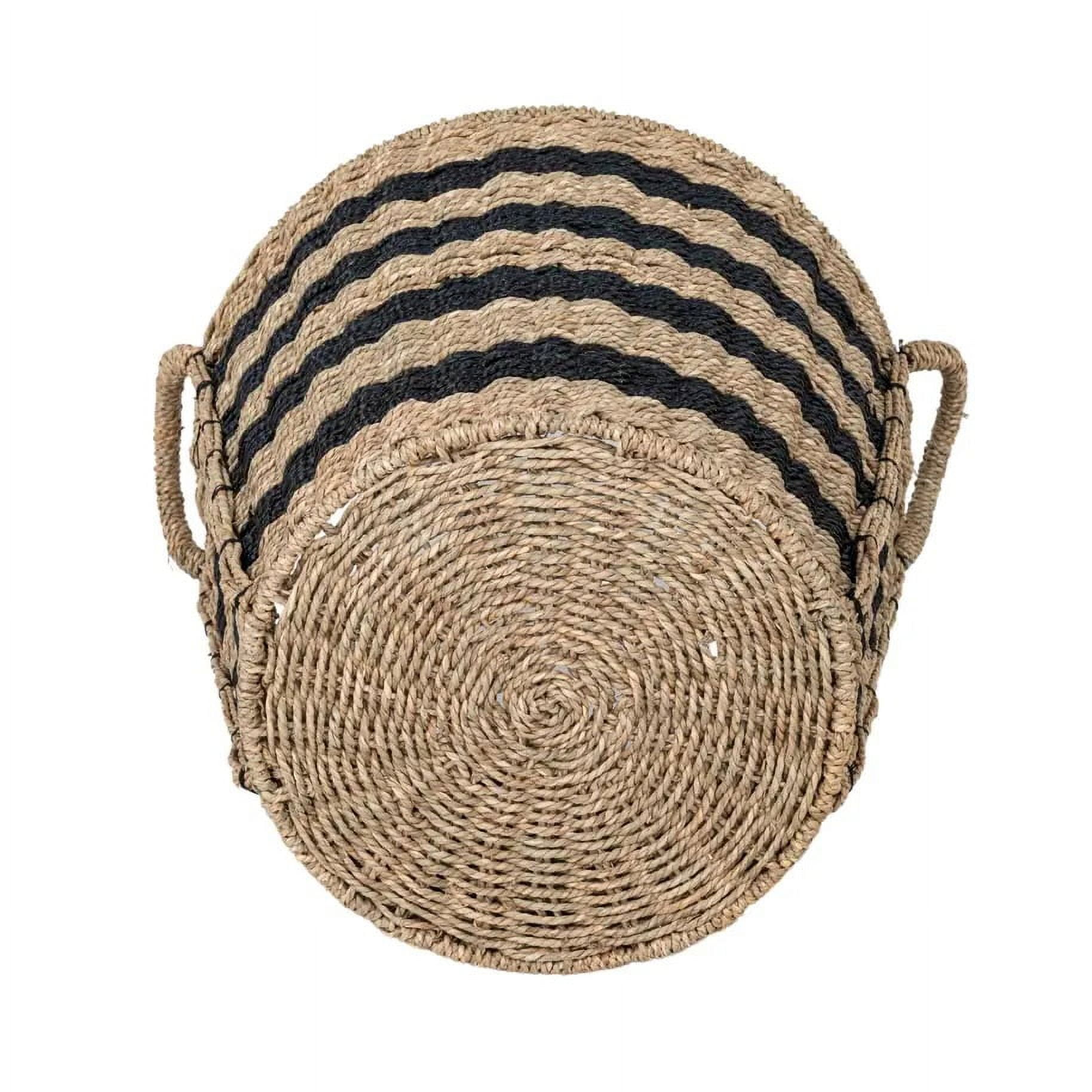 Better Homes & Gardens Extra Large Striped Seagrass Decorative Storage Basket with Handles, 17 in x 18 in