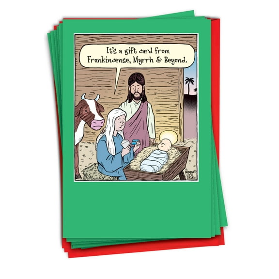 NobleWorks, Bethlehem Gift Card - 12 Funny Christmas Thank You Cards Boxed - Bulk Set, C10729XTG-B12x1