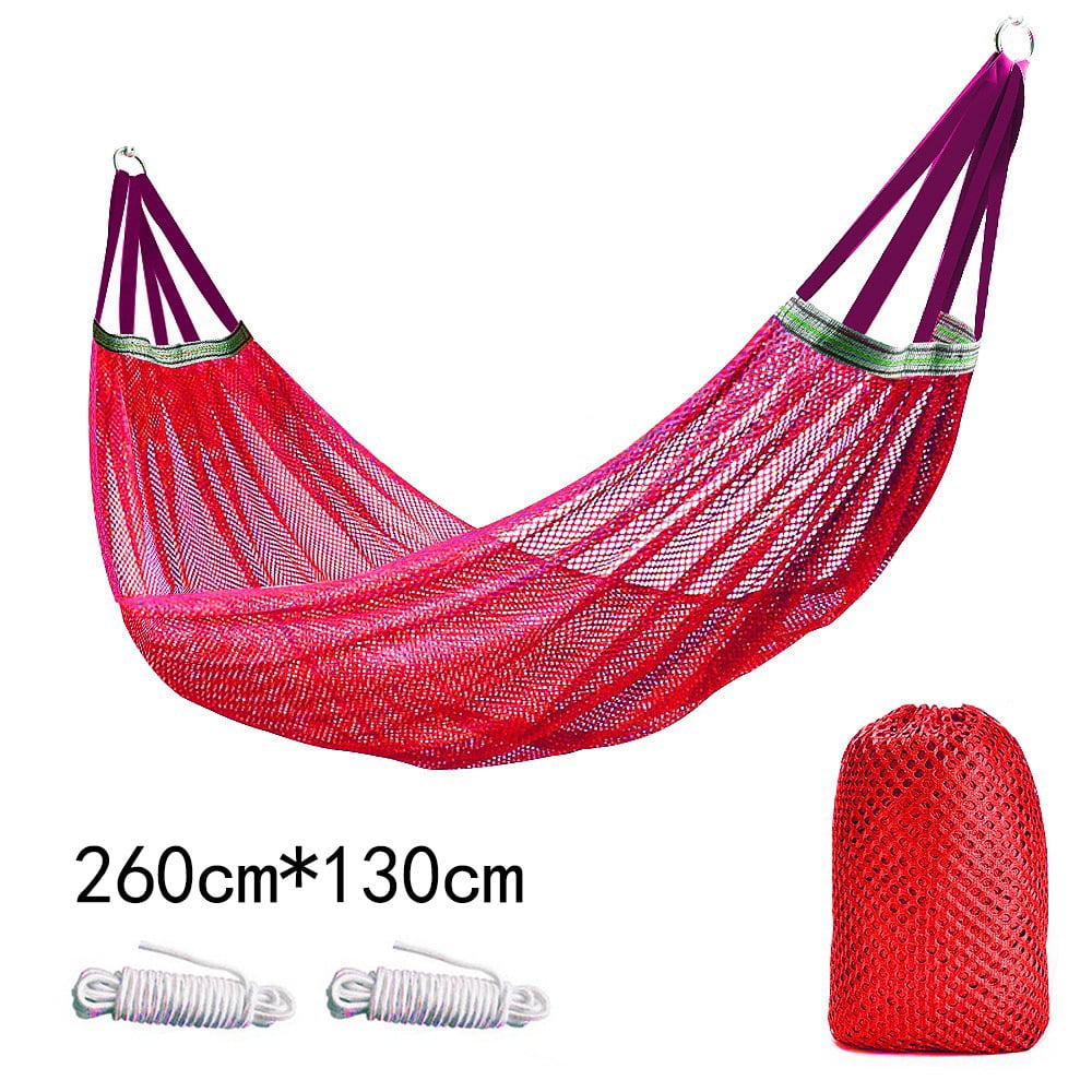 Summer Outdoor Silk Mesh Hammock Swing Bent Stick Anti-Tip Hammock Chair for Camping Travel Garden Yard