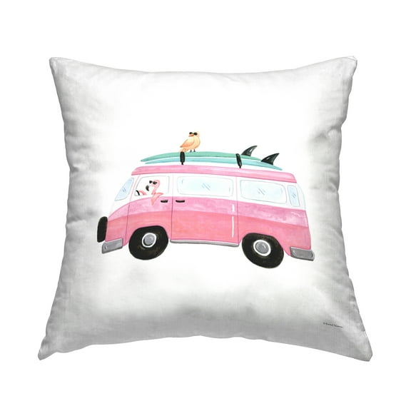 Stupell Industries Summer Birds & Van Decorative Printed Throw Pillow Design by Rachel Nieman.