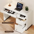 thumbnail image 3 of DreamCurship White Desk with Drawers, Modern Computer Desk with File Drawers, Home Office Study Writing Desk with Storage, White, 3 of 10