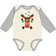 thumbnail image 3 of Inktastic Cute Christmas Reindeer with Red Nose, Ornaments and Bow Tie Boys or Girls Long Sleeve Baby Bodysuit, 3 of 5