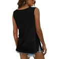 thumbnail image 6 of Idoravan Women's Plus Size Tops Clearance Womens Summer Loose V-Neck Slit Button Solid Sleeveless Tank Top T-Shirt, 6 of 9