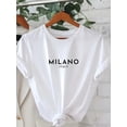 thumbnail image 1 of T-shirt à Col Rond Imprimé Lettre, Haut à Manches Courtes pour Femmes, Style Sport Décontracté, 1 of 7