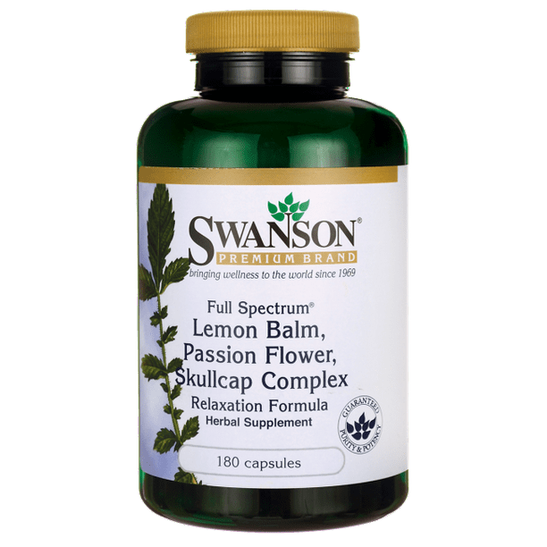 Swanson Lemon Balm, Passion Flower, Skullcap Complex 180 Capsules
