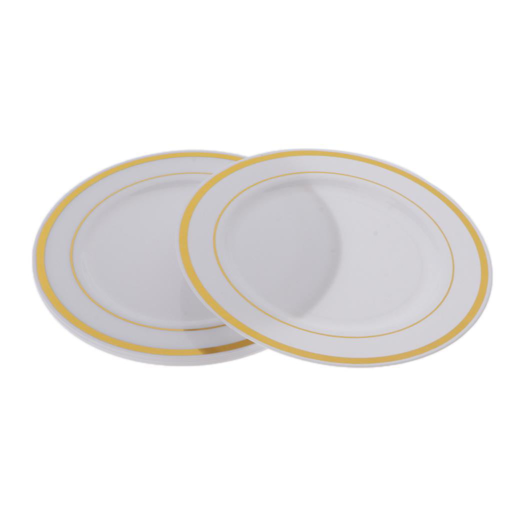 6x Disposable Plates Plastic Gold Polka Dot Plate - Walmart.com