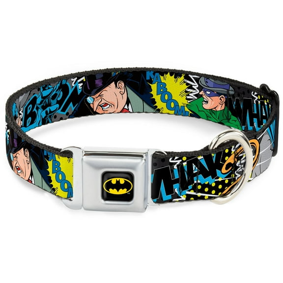 DC Comics Pet Collar, Dog Collar Metal Seatbelt Buckle, Batman Villains, 11 to 16.5 Inches 1.0 Inch Wide