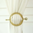 thumbnail image 5 of Efavormart 2 Pack | 6" Gold Acrylic Braided Barrette Style Curtain Tie Backs With Crystal Diamond Studded Edge, Round Backdrop Drapery Brooch Holdbacks, 5 of 11