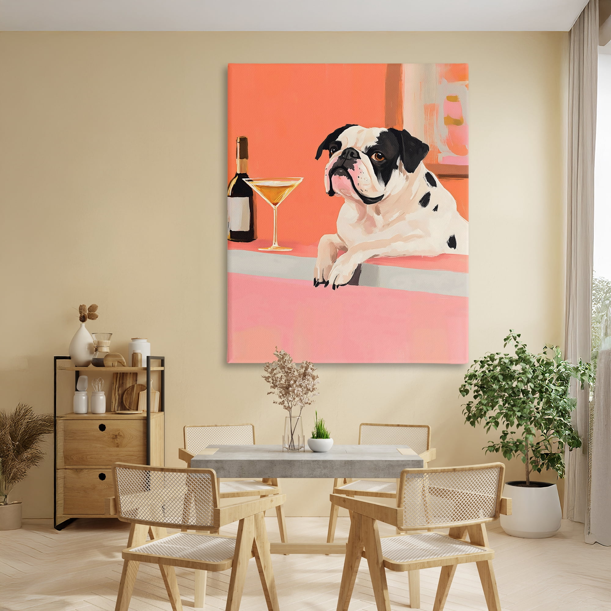 Stupell Industries Bulldog at Martini Lounge Canvas Wall Art, design by The Prints Vibe