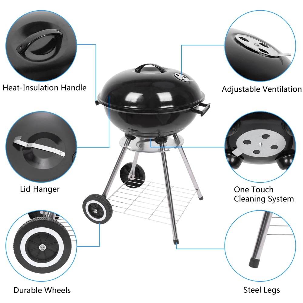 Enyopro 18" Charcoal Kettle Grill with Durable Wheels