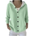 thumbnail image 3 of Zedker Oversized Hooded Sweaters For Women Long Sleeve Button Down Jackets Ribbed Knit Coats Green XL, 3 of 7