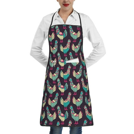 

Lukts Bohemian Chicken Pattern Kitchen Apron Waterdrop Resistant Apron with adjustable Aprons for Women and Men with Pockets Cooking Apron