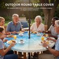 thumbnail image 3 of Round Outdoor Tablecloth with Umbrella Hole and Zipper, Blue Beige Ombre Coastal Tablecloth with Elastic Waterproof, Nautical Beach Starfish Coral Summer Patio Table Covers for 45" - 54" Pool Tables, 3 of 9