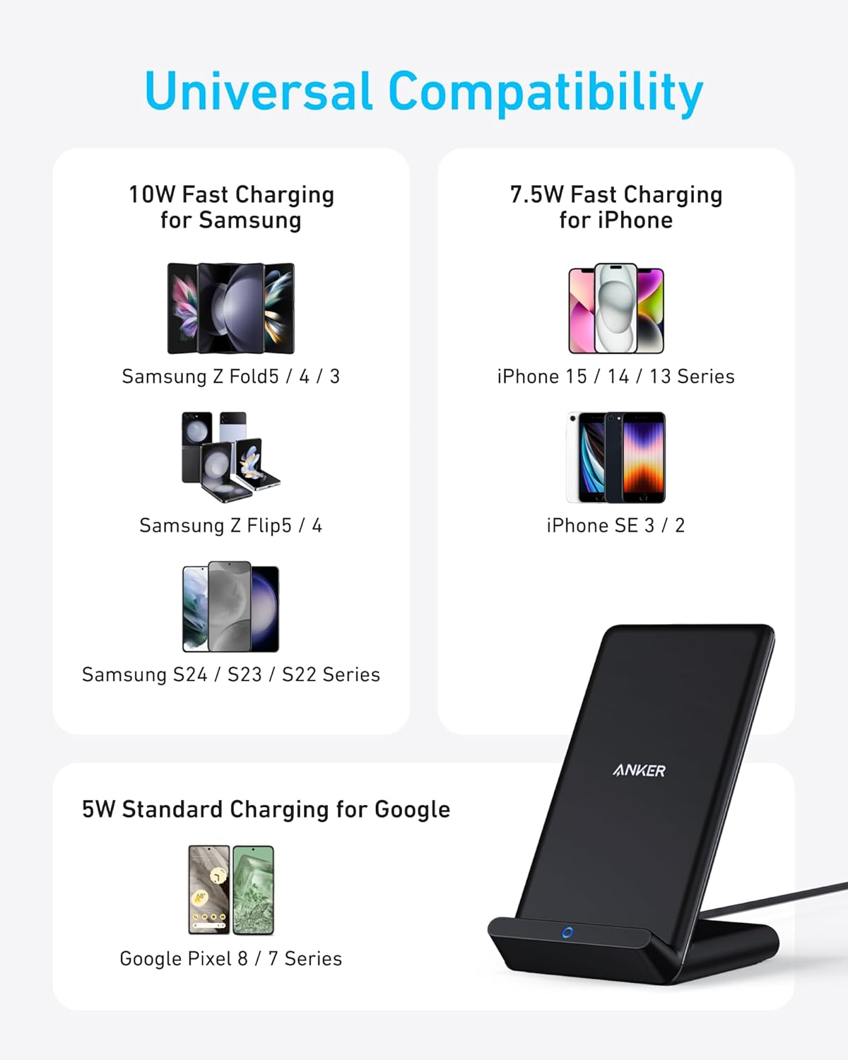 Anker 313 Wireless Charger Stand, 10W Fast Charge photo 3