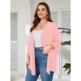 thumbnail image 6 of SHOWMALL Women's Plus Cardigans Lightweight Open Front Cardigans 3/4 Sleeve Pink 1X Casual Soft Drape Fall Summer Cardigan, 6 of 9