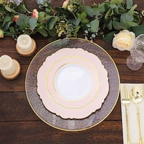BalsaCircle Blush White 10 Round 10" Disposable Salad Plastic Plates Blossom Design Party Decorations