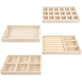 thumbnail image 1 of Bandeja de joyería de terciopelo, juego de 4 organizadores de joyas, cajón de almacenamiento de joyas, cajón separador apilable, bandejas organizadoras para pendientes, collares (Beige), 1 of 5