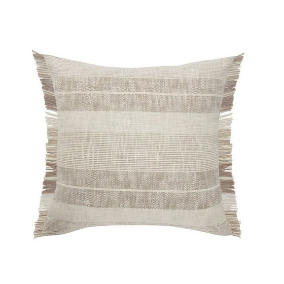 Ox Bay 20" x 20" Tan/ Cream Stripe Organic Cotton Pillow Cover