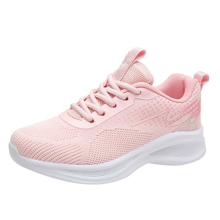 

ZHAGHMIN Platform Sneakers for Women Breathable Mesh Lace-Up Running Shoes with Arch Support Non-Slip Soft Sole Lightweight Sports Shoes Pink Size8.5