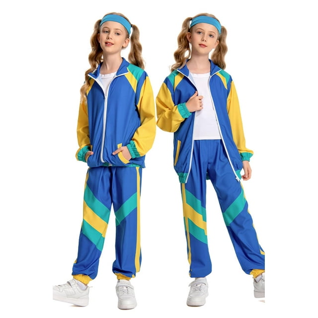 Set de 2 piezas de chándal de los 80 para niños, vintage, hip hop, de Costume MASSWO