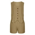 thumbnail image 5 of LYXSSBYX 2 Piece Sets for Women Summer Shorts Solid Color Elegant Summer Two-piece Set Button Front Sleeveless Top Shorts with Pockets Outfits, 5 of 9