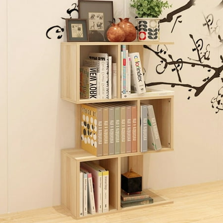 Dark Wood Display Stands - 3 Tier Shelves Display Bookcase Desk Organizer Storage Wood Closet Multi Units Deluxe Free Stand Shelving Shelves Racks Home Office - Rectangle Shaped | Dark Natural Wood Tone