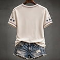 thumbnail image 4 of Women’s 9/11 Remember V-Neck Tee – 25th Anniversary Patriotic Shirt with Red Ribbon, USA Flag & Capitol Graphic, Casual Fit Top Khaki XXXL, 4 of 4