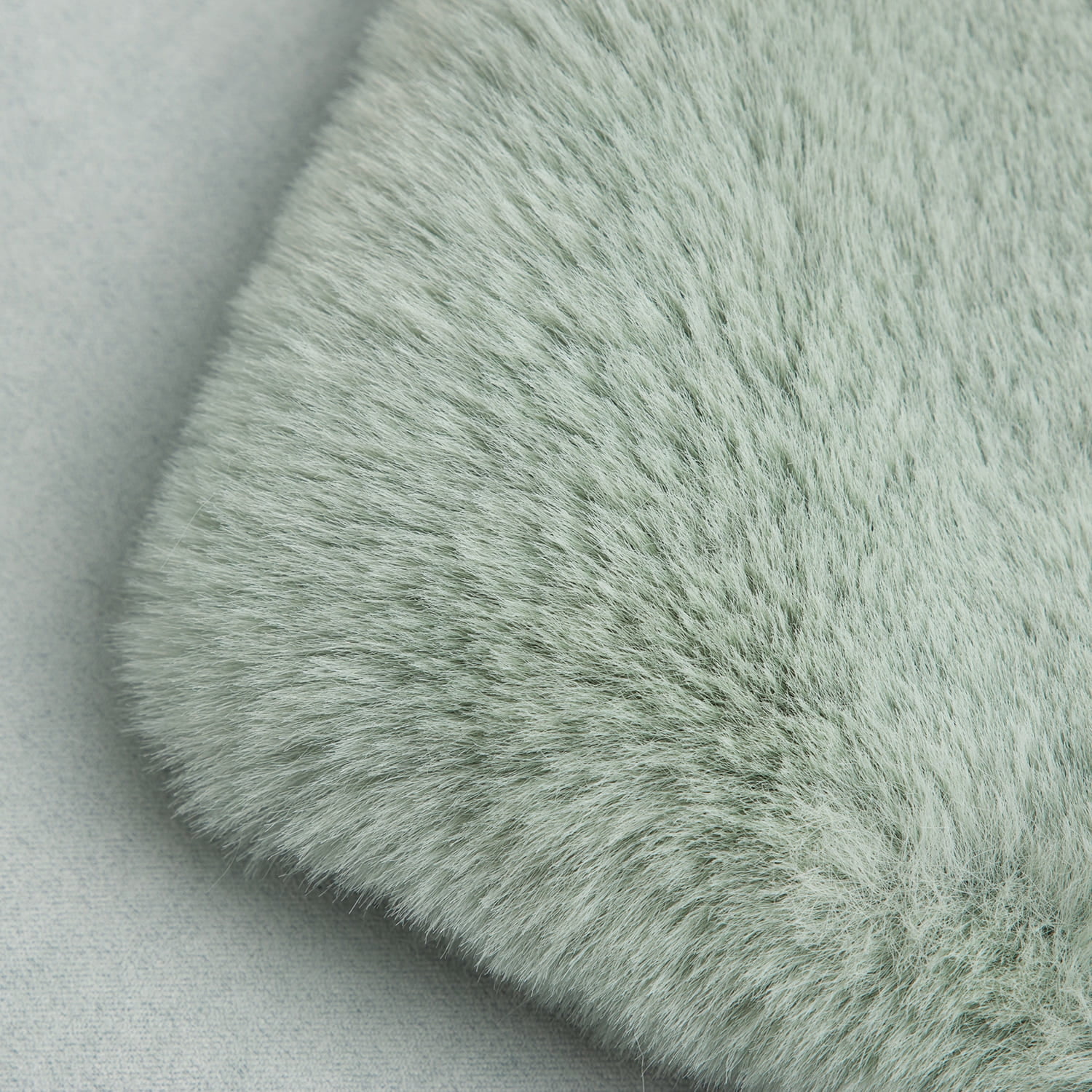 Phantoscope Deluxe Soft Faux Rabbit Fur Collection Asymmetrical Decorative Home Decor Modern Area Rug, Green