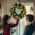 thumbnail image 6 of Qoosea Pre-Lit Battery Powered Christmas Wreath Artificial Pre-Decorated Holiday Accent, White Lights, Decorated with Pine Cones, Berry Clusters, Frosted Branches, Christmas Collection, 6 of 6