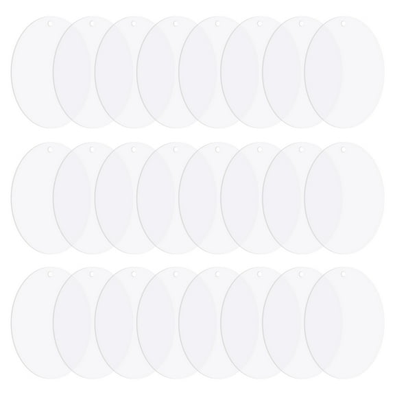 Uxcell Acrylic Circle Blanks 3 Inch, 24 Pack Round Clear Disc Ornaments with Hole, Transparent