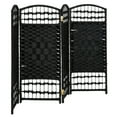 thumbnail image 4 of Red Lantern 3 ft. Short Fiber Weave Folding Screen - Black - 4 Panels, 4 of 7