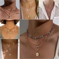 thumbnail image 2 of QQTDFG Multi-layer Long Chain Pendant Crystal Choker Women Necklace Boho Jewelry Gifts-#2, 2 of 8