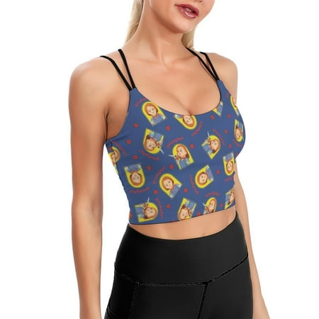 Doll Childs Play Chucky Sports Bra For Women Padded Crop Top Camisole Yoga Tank Top Vest Workout Tops Racerback With Built In Bra Activewear Fitness Gym