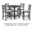 thumbnail image 5 of Benjara Ceri 5pc Round Counter Dining Table & Chair Set- Gray Wood- White Fabric, 5 of 5