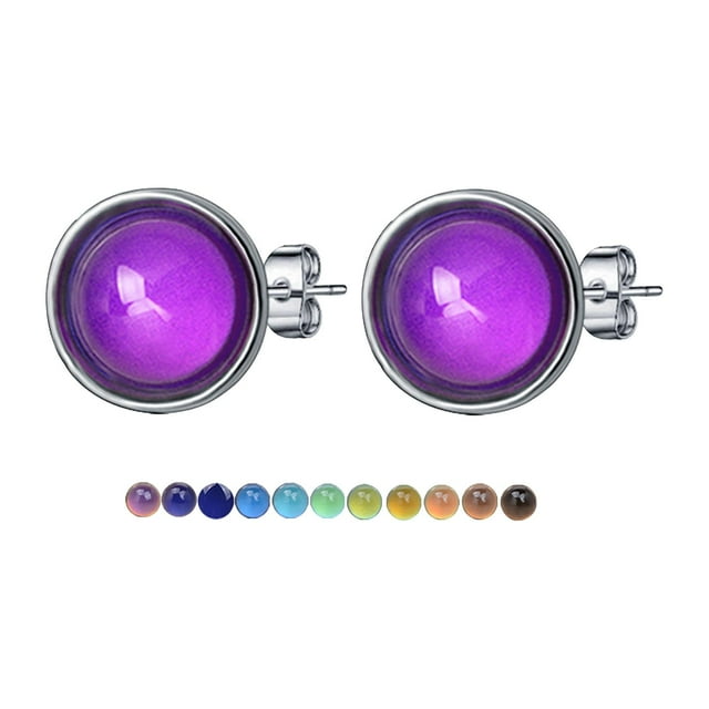Pendientes de botón Perfecl que cambian de color 10 mm Joyería de moda sensible a la temperatura